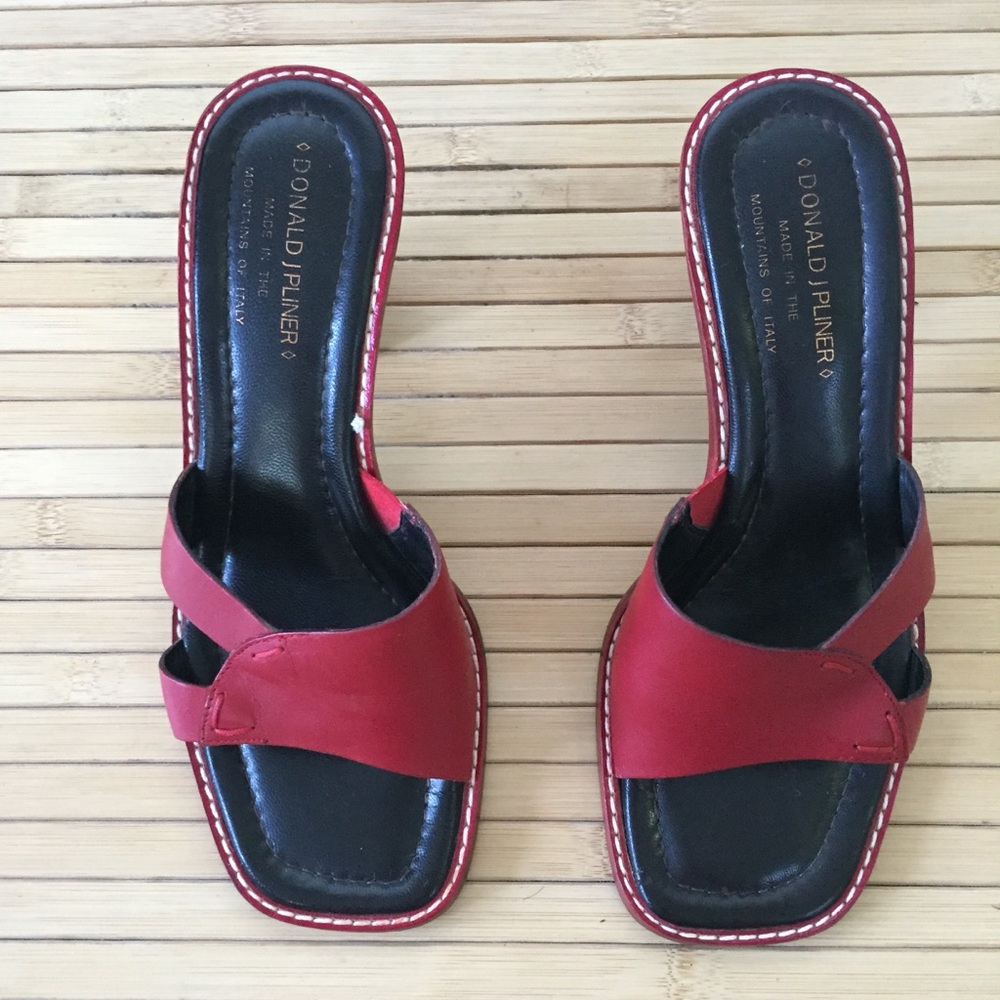 Donald J Pliner red slip on sandals